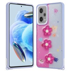 Xiaomi Redmi Note 12 Pro Plus 5G Kılıf Parlayan Simli Kabartma Figürlü Cevze Kapak