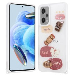 Xiaomi Redmi Note 12 Pro Plus 5G Kılıf Parlayan Simli Kabartma Figürlü Cevze Kapak