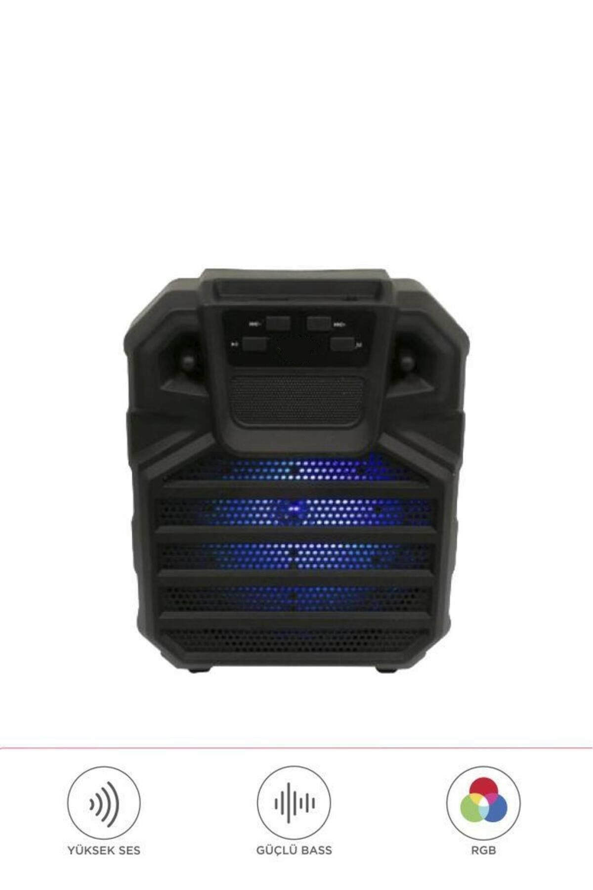 1397 Siyah 6,5 inc RGB Ledli Taşınabilir Bluetooth Hoparlör Parti Speaker