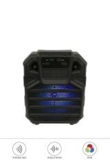 1397 Siyah 6,5 inc RGB Ledli Taşınabilir Bluetooth Hoparlör Parti Speaker