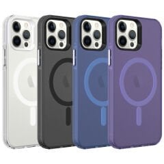 iPhone 12 Pro Max Kılıf Magsafe Şarj Özellikli Buzlu Transparan C-Pro Sert Kapak kılıf