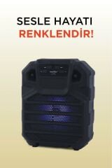 1397 Siyah 6,5 inc RGB Ledli Taşınabilir Bluetooth Hoparlör Parti Speaker