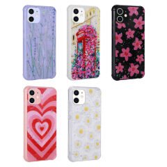 iPhone 12 Kılıf Simli Desenli Kamera Korumalı Parlak  Popy Kapak