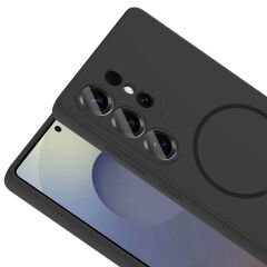 Samsung Galaxy S25 Ultra Kılıf Meta Lansman M-Safe Kamera Korumalı içi Kadife Yumuşak Renkli Süet Silikon