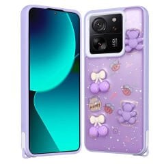 Xiaomi Mi 13T Kılıf Parlayan Simli Kabartma Figürlü Cevze Kapak