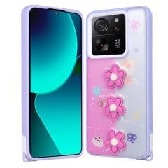 Xiaomi Mi 13T Kılıf Parlayan Simli Kabartma Figürlü Cevze Kapak