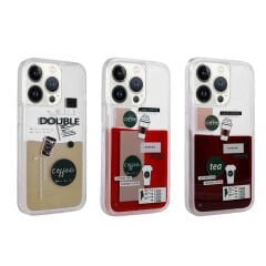 iPhone 13 Pro Kılıf Desenli Sıvılı Drink Silikon Kapak