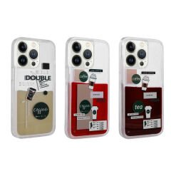 iPhone 13 Pro Kılıf Desenli Sıvılı Drink Silikon Kapak