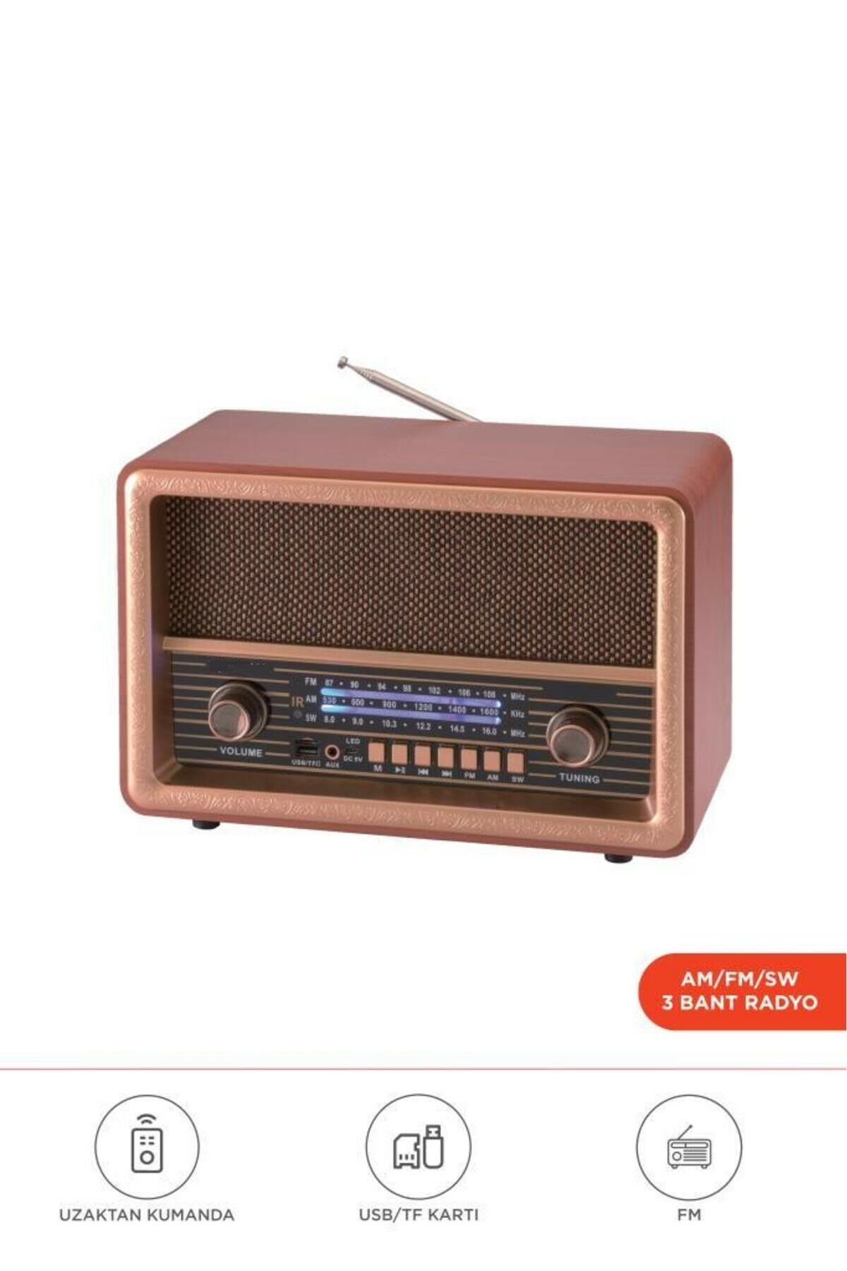 D56 Ahşap Nostaljik Uzaktan Kumandalı Bluetooth Hoparlör – Radyo, USB/TF, TWS, Şarjlı