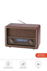 D56 Ahşap Nostaljik Uzaktan Kumandalı Bluetooth Hoparlör – Radyo, USB/TF, TWS, Şarjlı