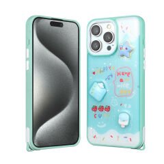 iPhone 15 Pro Max Kılıf Parlayan Simli Kabartma Figürlü Cevze Kapak
