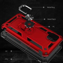 Huawei P40 Lite Kılıf Vega Tank Sert Yüzüklü Standlı Zırh Koruma Kapak