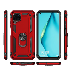 Huawei P40 Lite Kılıf Vega Tank Sert Yüzüklü Standlı Zırh Koruma Kapak