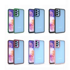 Samsung Galaxy A23 Kılıf Kamera Çıkıntılı Arkası Şeffaf Köşeleri Parlak Renkli Işlemeli Flora Kapak