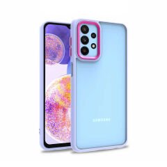 Samsung Galaxy A23 Kılıf Kamera Çıkıntılı Arkası Şeffaf Köşeleri Parlak Renkli Işlemeli Flora Kapak