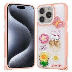 iPhone 15 Pro Kılıf Parlayan Simli Kabartma Figürlü Cevze Kapak