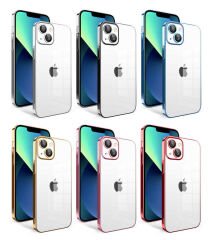 iPhone 13 Kılıf Kamera Korumalı Renkli Çerçeveli  Garaj Kapak