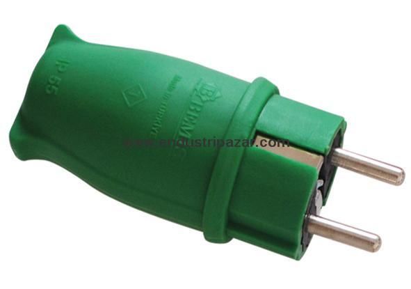 1*16A KAUÇUK MONOFAZE DÜZ FİŞ YEŞİL IP44 BEMİS BV1-1402-2011