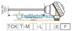 TCK-M10-L200.1.K DALMA BOYU 200MM TÜP ÇAPI 10MM KLEMENS TERMİNALLİ `K` TİPİ TERMOKUPL AISI304 EMKO