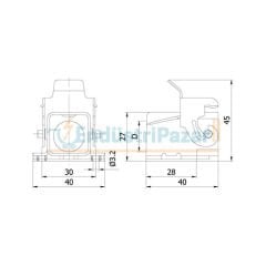 4*10A Eğik Makine Prizi (Kablo Geçişli-Yandan Kablo Girişi) IP65 403003S METE ENERJİ