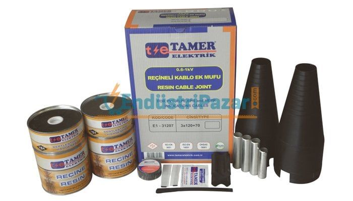 3*120+70 KABLO KESİTLİ ALÜMİNYUM İLETKENLER İÇİN REÇİNELİ EK MUFU 0,6-1kV AE1 31207 TAMER