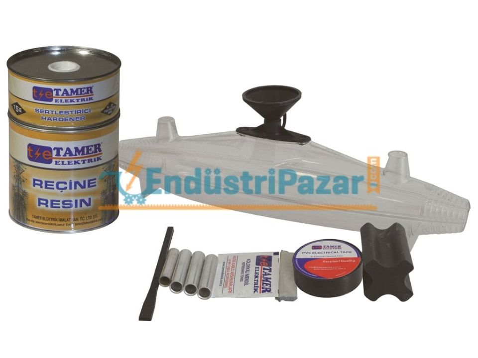 4*35 KESİTLİ İLETKENLER İÇİN NO:2 DÜZ TİP ŞEFFAF REÇİNELİ KABLO EK MUFU 0,6-1kV ŞE1 435 TAMER