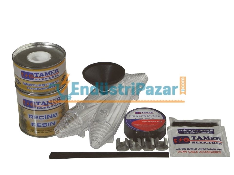 1*95 KESİTLİ İLETKENLER İÇİN NO:1 Y TİP ŞEFFAF REÇİNELİ KABLO EK MUFU 0,6-1kV YE1 19570 TAMER