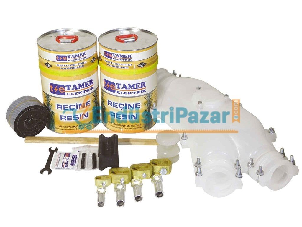 3*240+120 KESİTLİ İLETKENLER İÇİN Y BRANŞMAN VİDALI ŞEFFAF REÇİNELİ KABLO EK MUFU 0,6-1kV VYE1 32401 TAMER