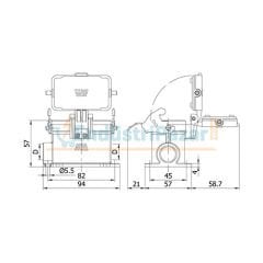 10*16A Duvar Fişi (Çift Giriş Tek Mandallı Kapaklı) IP65 403715S METE ENERJİ