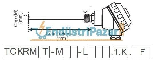 TCKRM-M06-L250.1.K DALMA BOYU 250MM ÇAP 6MM K TİPİ SICAKLIK SENSÖRÜ AISI310 EMKO