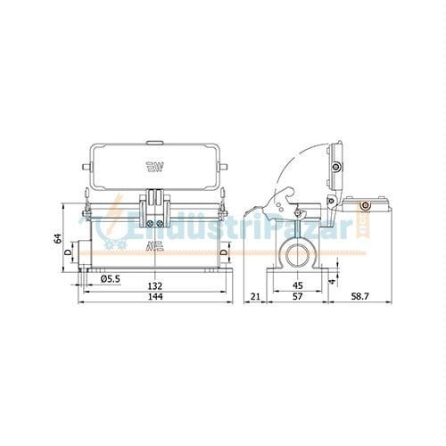 24*16A Duvar Prizi (Çift Giriş Tek Mandallı Kapaklı) IP65 403734S METE ENERJİ