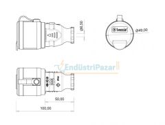 1*16A KAUÇUK MONOFAZE UZATMA PRİZİ IP44 BEMİS BK1-1402-2311