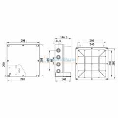 290*290*140mm Termoplastik Buat (Derin Şeffaf Kapak) IP67 40207207 METE ENERJİ