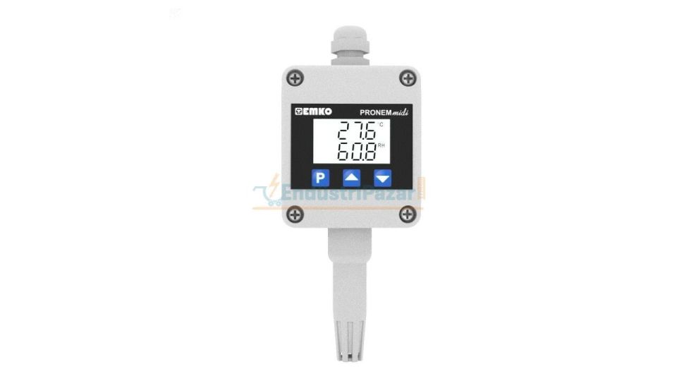 PMDL-W-H2/T2.1.0.0 Duvar Tipi Analog 2-10Vdc 16...32Vdc Nem + Sıcaklık Sensörü PRONEM MİDİ LCD EMKO