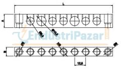 2/10 12 DELİKLİ PANO TOPRAKLAMA KLEMENSİ (10*15mm Kesit) 160 AMPER 1080125 ONKA-2043