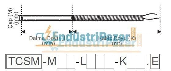 TCSM-M06-L100-K02.K 100MM TÜP BOYU ÇAP 6MM 2 METRE ÇELİK ÖRGÜ KABLOLU STANDART BAYONET SONDA K TİPİ TERMOKUPL AISI304 EMKO