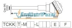 TCKK-M15-L700.1.K DALMA BOYU 700MM TÜP ÇAPI 15MM KLEMENS TERMİNALLİ SERAMİK KORUYUCU KILIFLI `K` TİPİ TERMOKUPL KER610 EMKO