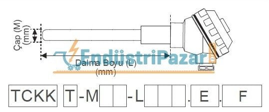 TCKKT-M15-L400.1.K DALMA BOYU 400MM TÜP ÇAPI 15MM KAFA İÇİ TRANSMİTTERLİ SERAMİK KORUYUCU KILIFLI `K` TİPİ TERMOKUPL KER610 EMKO