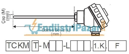 TCKM-M06-L250.1.K DALMA BOYU 250MM ÇAP 6MM K TİPİ SICAKLIK SENSÖRÜ INCONEL600 EMKO