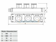 2 Adet 5*16A 380V + 1 Adet 3*16A 220V Tribox IP44 BG4-1016-1614 BEMİS