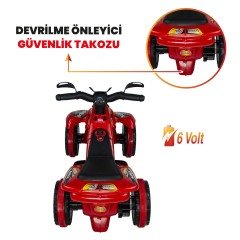 Uj Toys Müzikli ve Led Işıklı Akülü Atv 6V Safari-Kırmızı