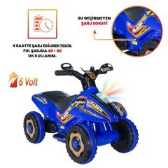 Uj Toys Müzikli ve Led Işıklı Akülü Atv 6V Safari-Mavi