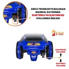 Uj Toys Müzikli ve Led Işıklı Akülü Atv 6V Safari-Mavi