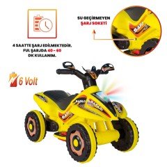 Uj Toys Müzikli ve Led Işıklı Akülü Atv 6V Safari-Sarı