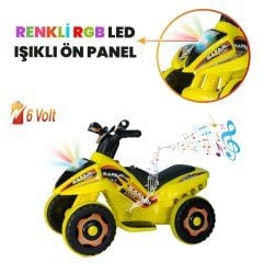 Uj Toys Müzikli ve Led Işıklı Akülü Atv 6V Safari-Sarı