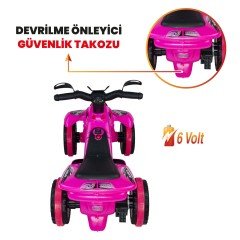 Uj Toys Müzikli ve Led Işıklı Akülü Atv 6V Safari-Pembe