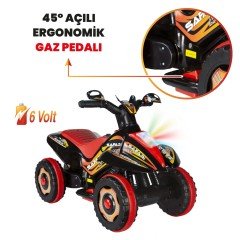 Uj Toys Müzikli ve Led Işıklı Akülü Atv 6V Safari-Siyah