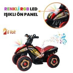 Uj Toys Müzikli ve Led Işıklı Akülü Atv 6V Safari-Siyah