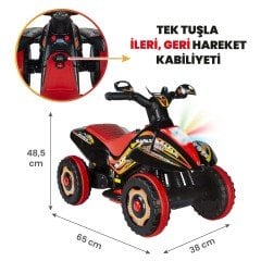 Uj Toys Müzikli ve Led Işıklı Akülü Atv 6V Safari-Siyah