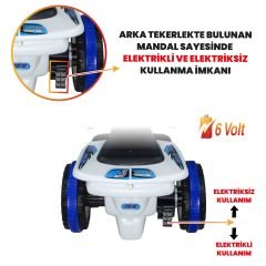 Uj Toys Müzikli ve Led Işıklı Akülü Atv 6V Safari-Beyaz Polis